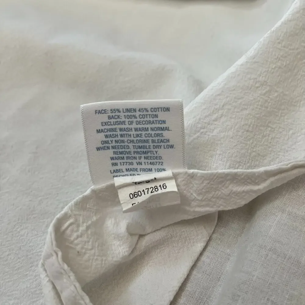 Simply Shabby Chic White King Pillow Shams (2) Linen Blend Lace Crochet Trim